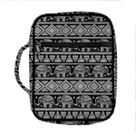 Black And White Indian Elephant Print Front Pocket Bible Bag