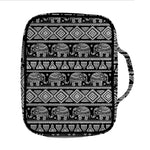 Black And White Indian Elephant Print Front Pocket Bible Bag