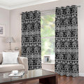 Black And White Indian Elephant Print Grommet Curtains