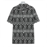 Black And White Indian Elephant Print Hawaiian Shirt