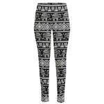 Black And White Indian Elephant Print High-Waisted Pocket Leggings