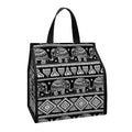 Black And White Indian Elephant Print Insulated Lunch Tote