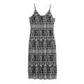 Black And White Indian Elephant Print Jersey Midi Cami Dress