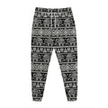 Black And White Indian Elephant Print Jogger Pants