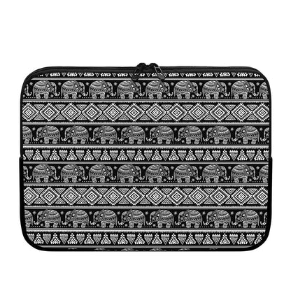 Black And White Indian Elephant Print Laptop Sleeve
