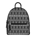 Black And White Indian Elephant Print Leather Backpack