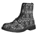 Black And White Indian Elephant Print Lace-Up Boots