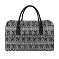 Black And White Indian Elephant Print Leather Duffel Bag