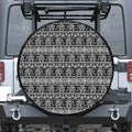 Black And White Indian Elephant Print Leather Spare Tire Cover