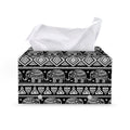 Black And White Indian Elephant Print Leather Tissue Box Cover