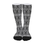 Black And White Indian Elephant Print Long Socks
