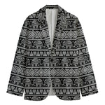 Black And White Indian Elephant Print Men's Blazer