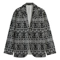 Black And White Indian Elephant Print Men's Cotton Blazer