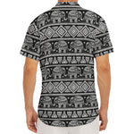 Black And White Indian Elephant Print Men's Deep V-Neck Shirt