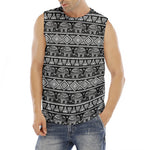 Black And White Indian Elephant Print Men's Fitness Tank Top