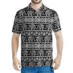 Black And White Indian Elephant Print Men's Polo Shirt