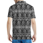 Black And White Indian Elephant Print Men's Polo Shirt