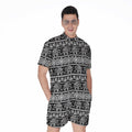 Black And White Indian Elephant Print Men's Romper
