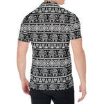 Black And White Indian Elephant Print Men's Shirt