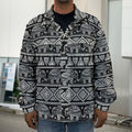 Black And White Indian Elephant Print Men's Shirt Jacket