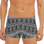 Black And White Indian Elephant Print Men's Short Boxer Briefs