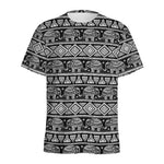 Black And White Indian Elephant Print Men's Sports T-Shirt
