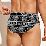 Black And White Indian Elephant Print Men's Swim Briefs