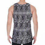 Black And White Indian Elephant Print Men's Velvet Tank Top