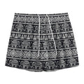 Black And White Indian Elephant Print Mesh Shorts