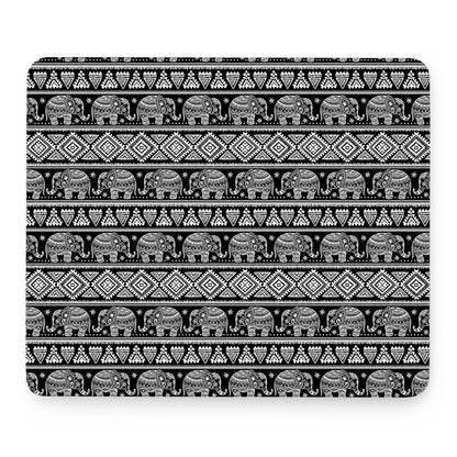 Black And White Indian Elephant Print Mouse Pad