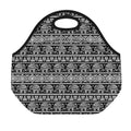 Black And White Indian Elephant Print Neoprene Lunch Bag