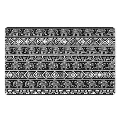 Black And White Indian Elephant Print Polyester Doormat