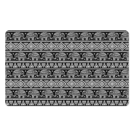 Black And White Indian Elephant Print Polyester Doormat