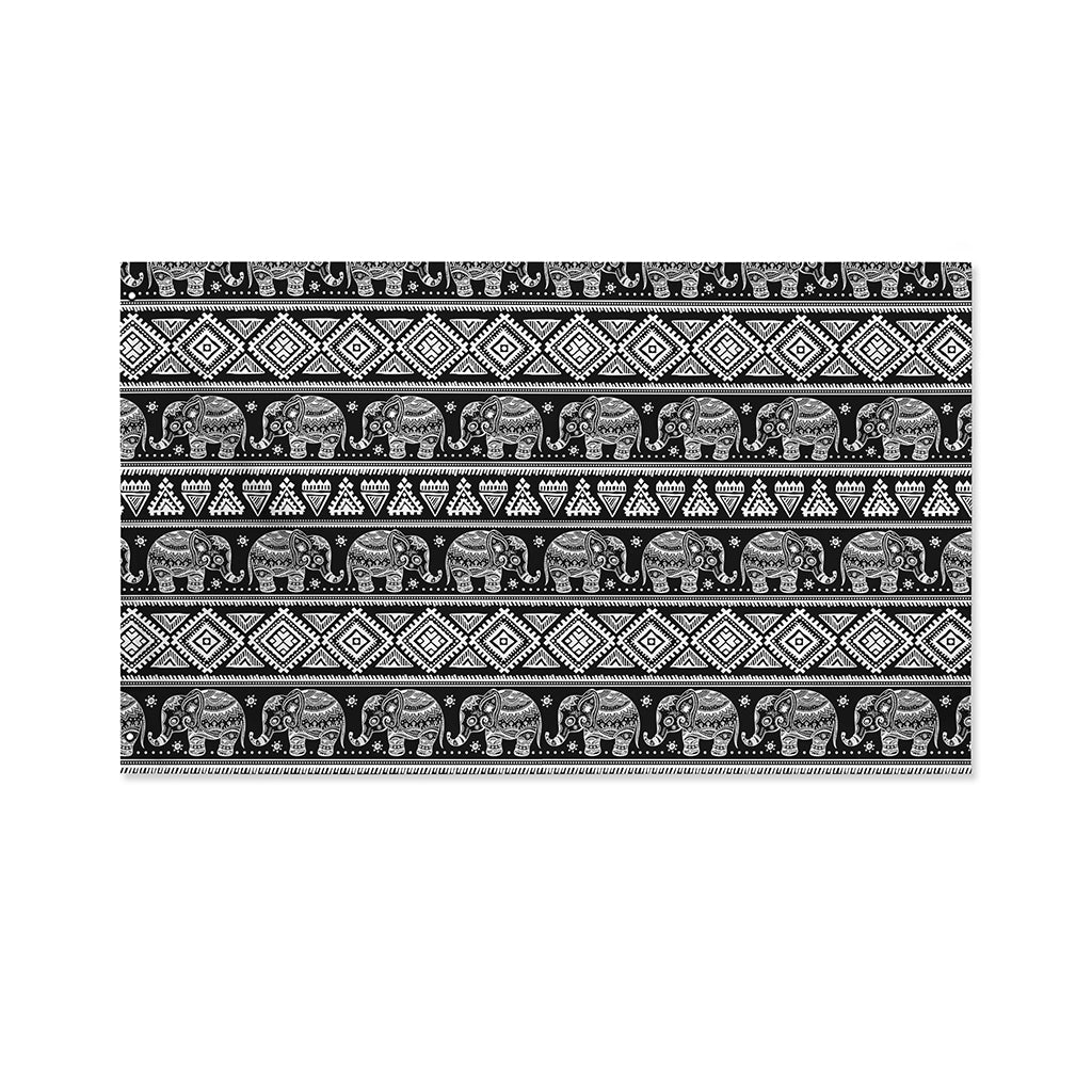 Black And White Indian Elephant Print Polyester Flag
