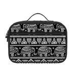 Black And White Indian Elephant Print Portable Lunch Bag