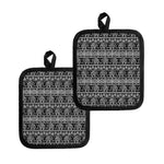 Black And White Indian Elephant Print Pot Holders
