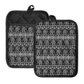 Black And White Indian Elephant Print Pot Holders With Pocket