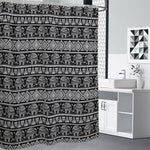 Black And White Indian Elephant Print Premium Shower Curtain