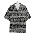 Black And White Indian Elephant Print Rayon Hawaiian Shirt