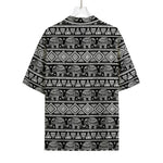 Black And White Indian Elephant Print Rayon Hawaiian Shirt