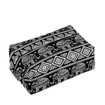 Black And White Indian Elephant Print Rectangle Tissue Box Cover