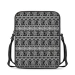Black And White Indian Elephant Print Rectangular Crossbody Bag