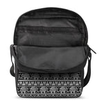 Black And White Indian Elephant Print Rectangular Crossbody Bag