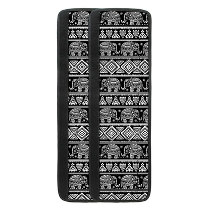 Black And White Indian Elephant Print Refrigerator Handle Covers