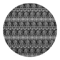 Black And White Indian Elephant Print Round Blanket