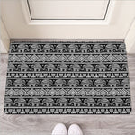 Black And White Indian Elephant Print Rubber Doormat
