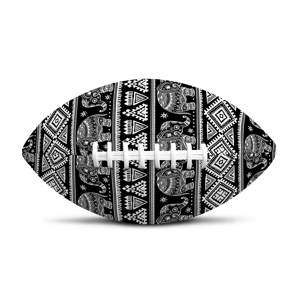 Black And White Indian Elephant Print Rugby Ball