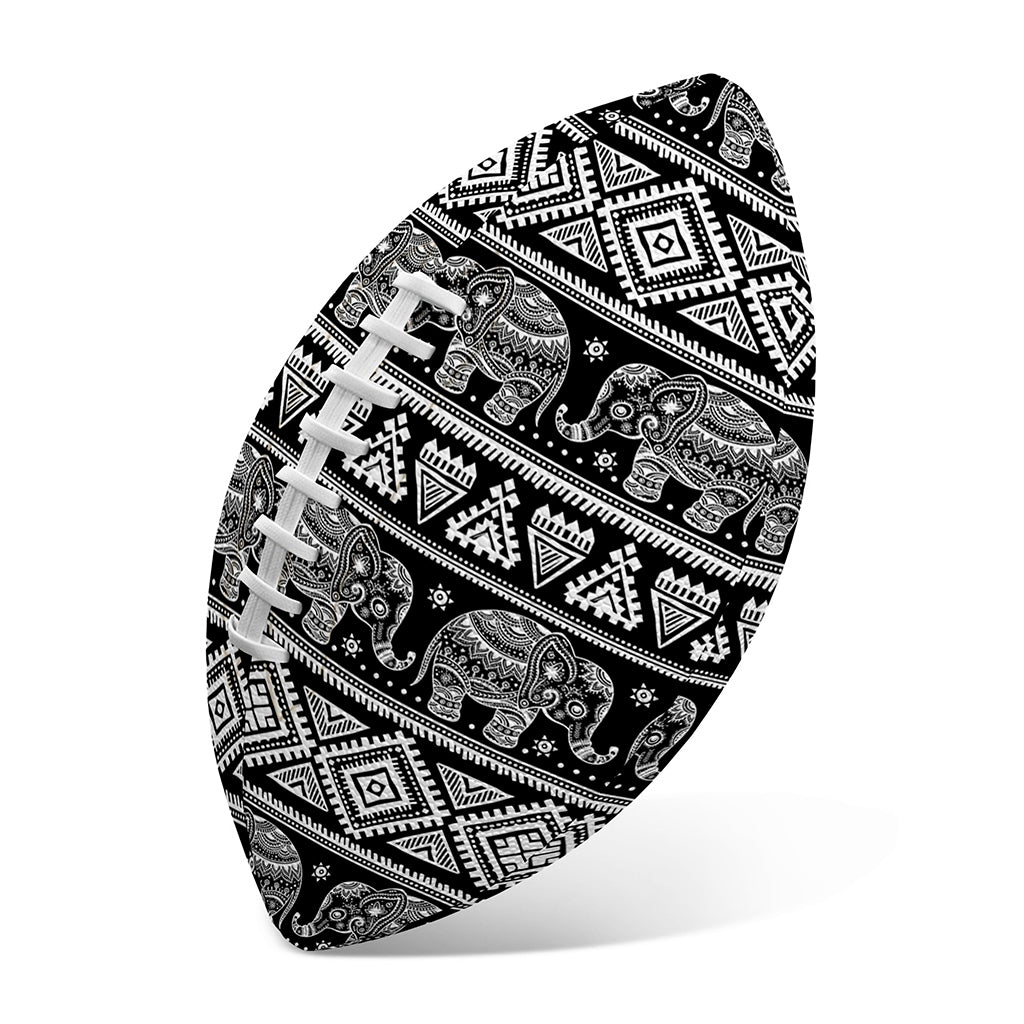Black And White Indian Elephant Print Rugby Ball