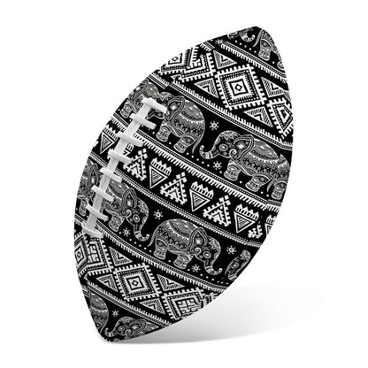 Black And White Indian Elephant Print Rugby Ball