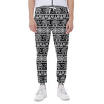 Black And White Indian Elephant Print Scuba Joggers